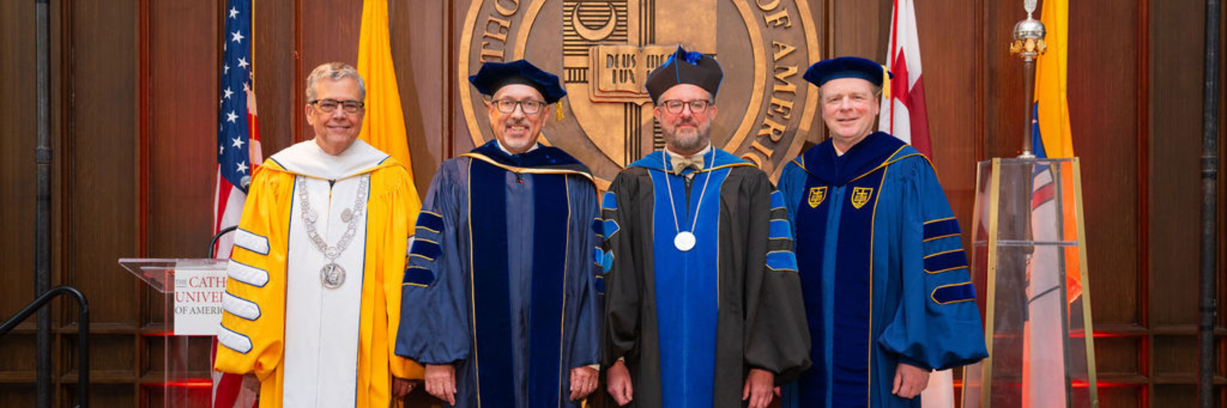 Prof. Doolan as newly endowed chair with President Kilpatrick, Dean Lewis, and Provost Dominguez